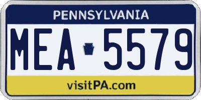 PA license plate MEA5579