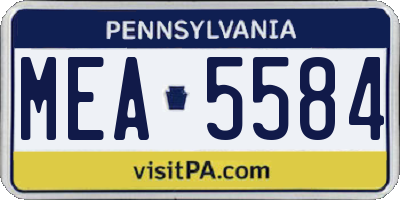 PA license plate MEA5584