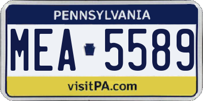 PA license plate MEA5589