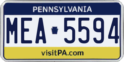 PA license plate MEA5594