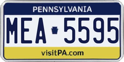 PA license plate MEA5595