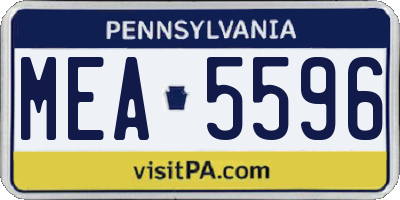 PA license plate MEA5596