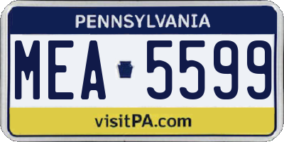 PA license plate MEA5599