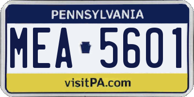 PA license plate MEA5601