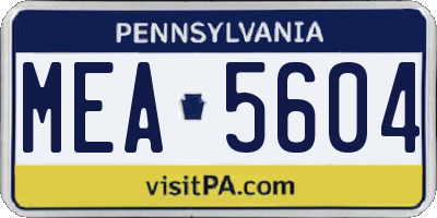 PA license plate MEA5604