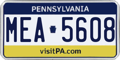 PA license plate MEA5608