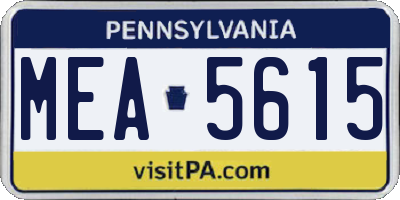 PA license plate MEA5615