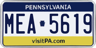 PA license plate MEA5619
