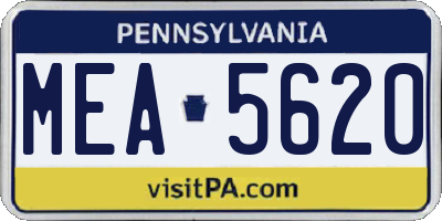 PA license plate MEA5620
