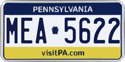 PA license plate MEA5622