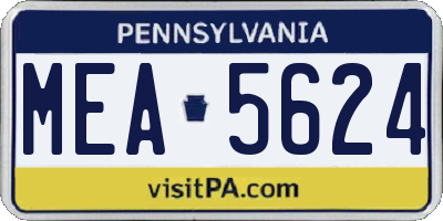 PA license plate MEA5624