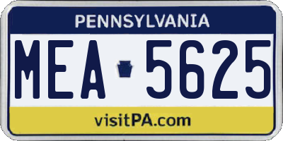 PA license plate MEA5625