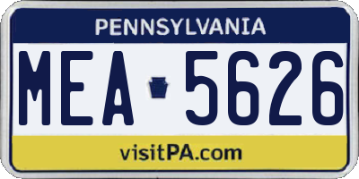 PA license plate MEA5626