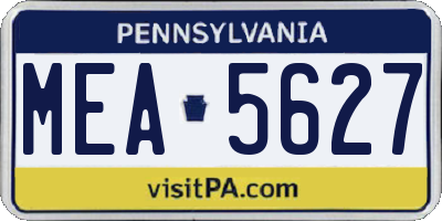 PA license plate MEA5627