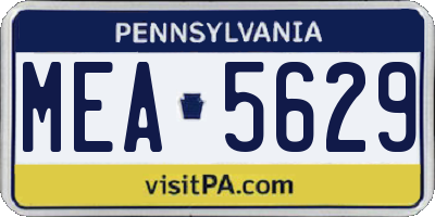 PA license plate MEA5629