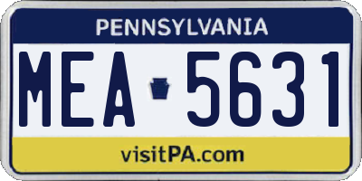 PA license plate MEA5631