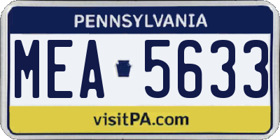 PA license plate MEA5633