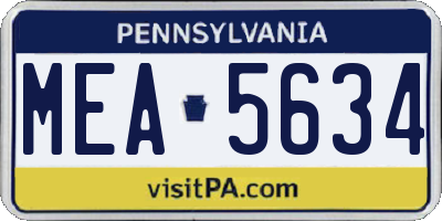 PA license plate MEA5634