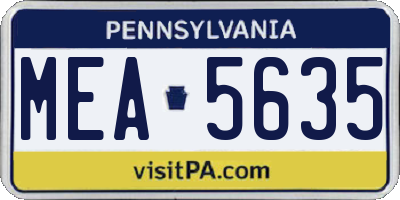 PA license plate MEA5635