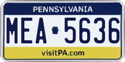 PA license plate MEA5636