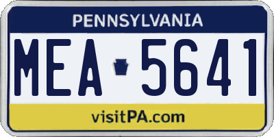 PA license plate MEA5641