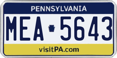 PA license plate MEA5643