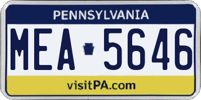 PA license plate MEA5646