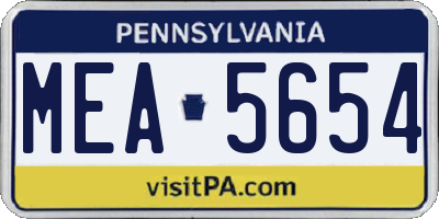 PA license plate MEA5654