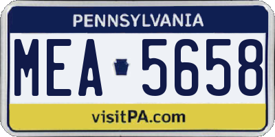 PA license plate MEA5658