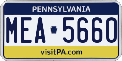 PA license plate MEA5660
