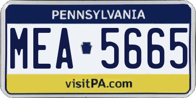 PA license plate MEA5665