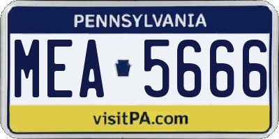 PA license plate MEA5666