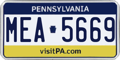 PA license plate MEA5669