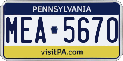 PA license plate MEA5670