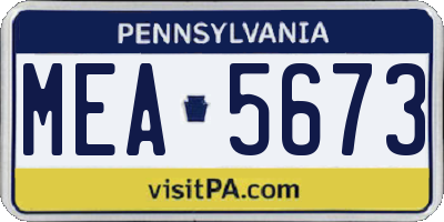 PA license plate MEA5673