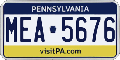 PA license plate MEA5676