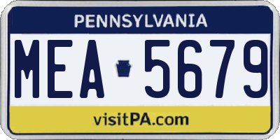 PA license plate MEA5679