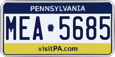 PA license plate MEA5685