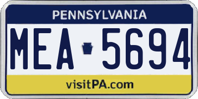 PA license plate MEA5694