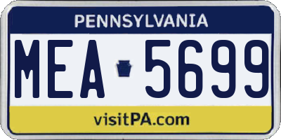 PA license plate MEA5699