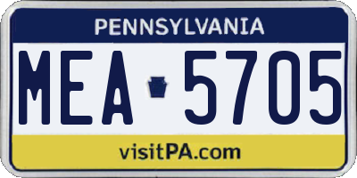 PA license plate MEA5705