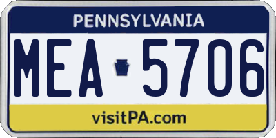 PA license plate MEA5706