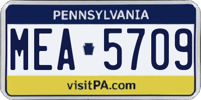 PA license plate MEA5709