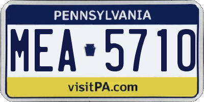 PA license plate MEA5710