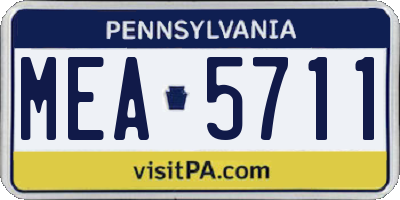 PA license plate MEA5711