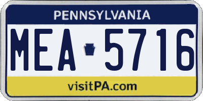 PA license plate MEA5716