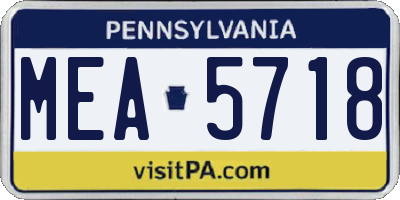 PA license plate MEA5718