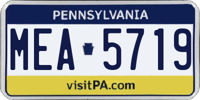 PA license plate MEA5719