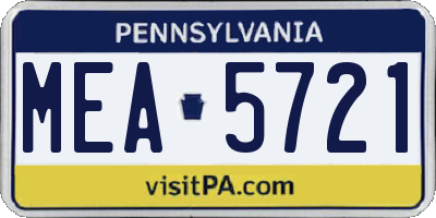 PA license plate MEA5721