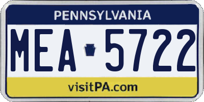 PA license plate MEA5722